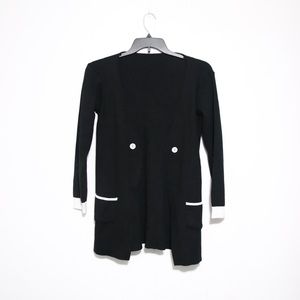 Black and White Knit Long Cardigan